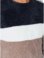 Pánský svetr s kulatým výstřihem tmavě modrý a béžový Dstreet model 21994017 - FashionStreet