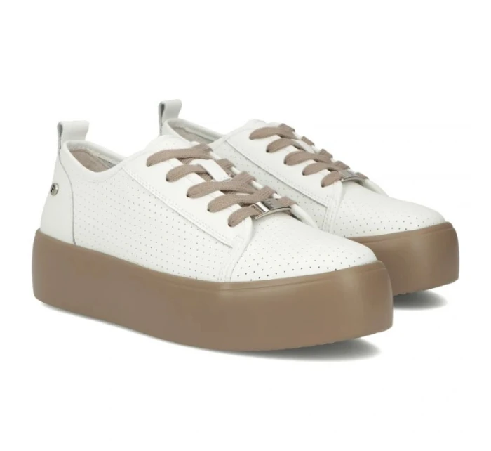 Dámské kožené polobotky sportovní creepers bílé Filippo DP6116