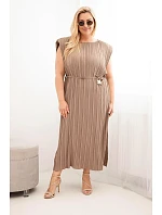 Dámské Plus Size viskózové plisované šaty s vázáním fango