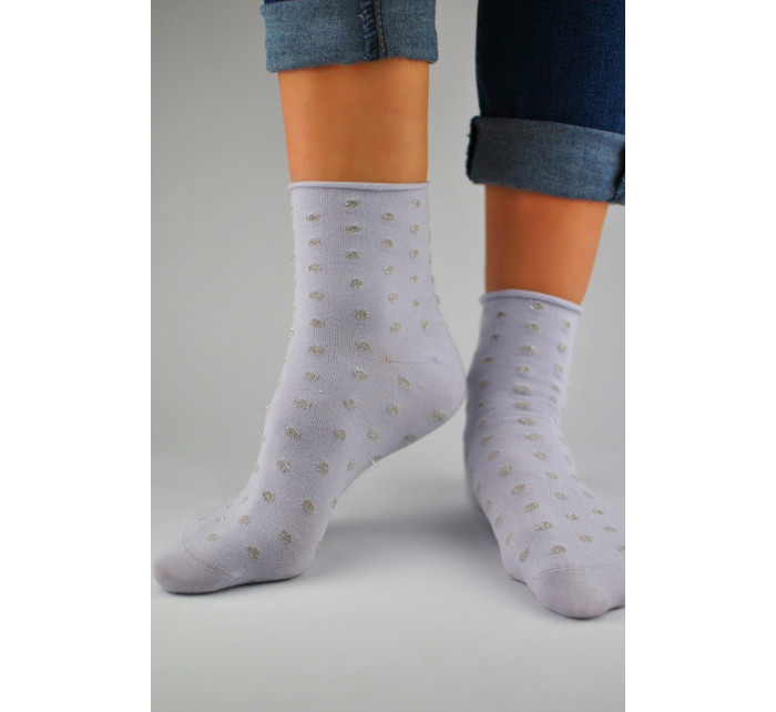 Dámské ponožky bez lemu, puntíkované, s lurexem SB024