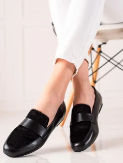 Originální  polobotky dámské černé na plochém podpatku