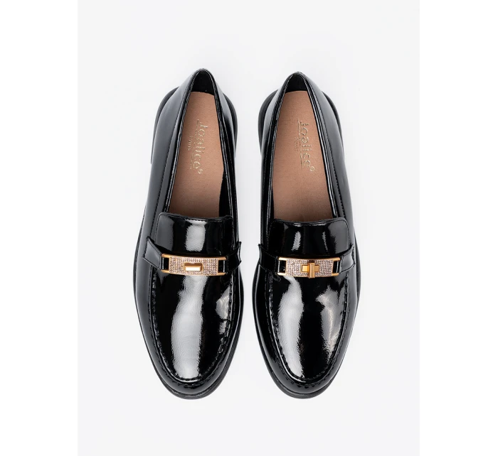 Módní dámské černé  mokasíny bez podpatku