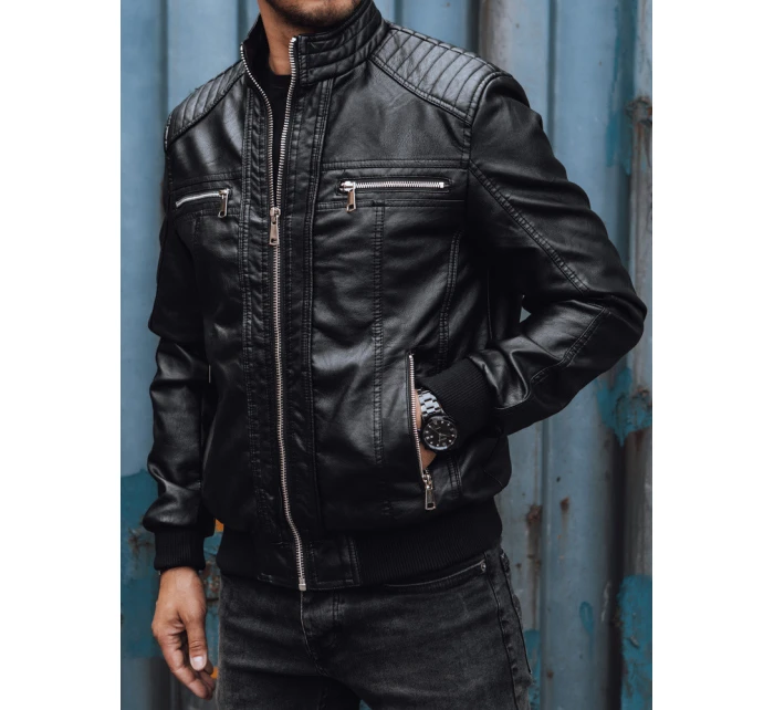 Pánská kožená bunda černá FashionStreet TX4739 Pánská kožená bunda černá FashionStreet TX4739