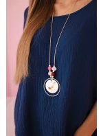 Mušelínová halenka s náhrdelníkem námořnická modř