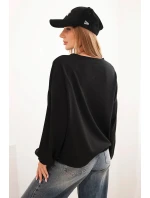 Dámská mikina s ozdobným zakončením dole černá