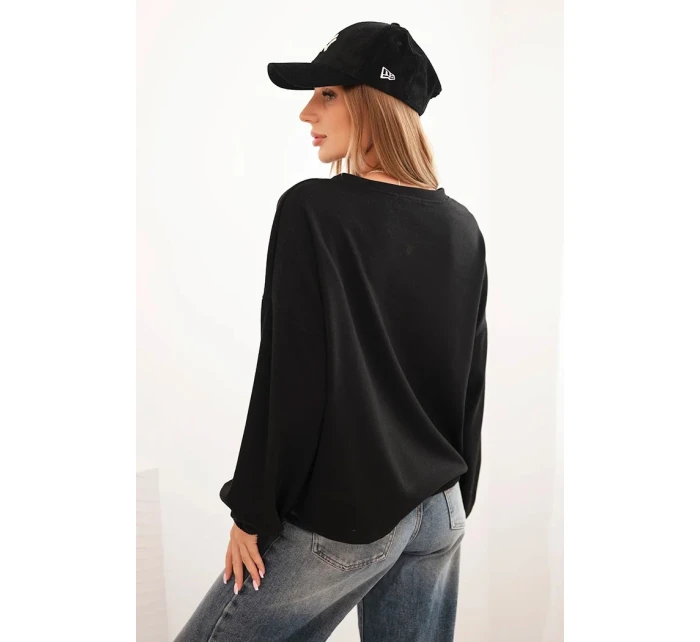 Dámská mikina s ozdobným zakončením dole černá