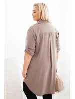 Dámská košilová šaty Plus Size s delší zadní částí a model 21486178 rukávy fango - K-Fashion