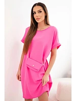 Dámské šaty s krátkým rukávem a model 22064459 na řetízku růžové - K-Fashion