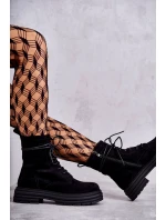 Dámské semišové boty se zavazováním Černé model 21598522 - S.Barski