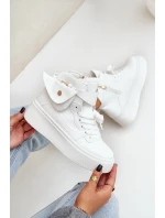 Vysoké tenisky s kapsičkou na platformě bílé Saramis