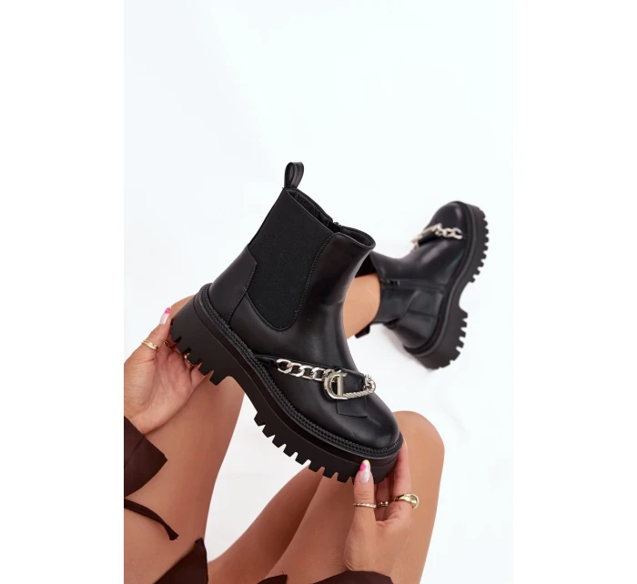 Dámské Boty Na Platformě S Řetězem Černé Marvella