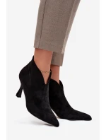 Nízké dámské kotníkové boty na jehlovém podpatku semiš černé model 21709922 - Boto Nízké dámské kotníkové boty na jehlovém podpatku semiš černé model 21709922 - Boto
