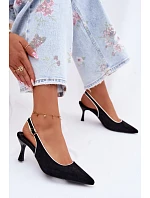 Dámské sandály na podpatku s lemovkou Černé model 22111356 - Boto