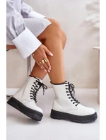 Zateplené Kotníkové Boty z Eko Kůže Na Zip Bílé Naleli Zateplené Kotníkové Boty z Eko Kůže Na Zip Bílé Naleli