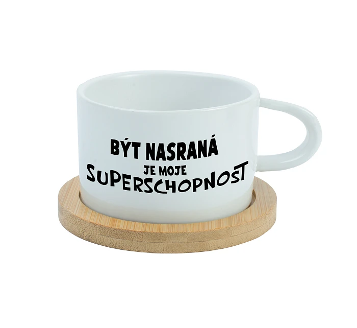 BÝT NASRANÁ JE MOJE SUPERSCHOPNOST - bílý hrníček makronka 200 ml BÝT NASRANÁ JE MOJE SUPERSCHOPNOST - bílý hrníček makronka 200 ml