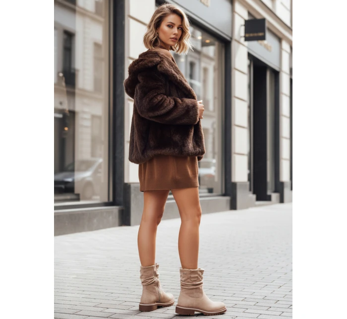 Dámské semišové béžové kozačky FashionStreet ZY1282