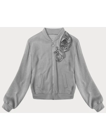 Šedá mikina s růžemi model 19749915 - MADE IN ITALY Šedá mikina s růžemi model 19749915 - MADE IN ITALY