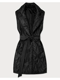 Pikowana kamizelka z paskiem Goodlookin czarna model 22037904 - S'WEST