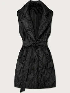 Pikowana kamizelka z paskiem Goodlookin czarna (B8603-1)