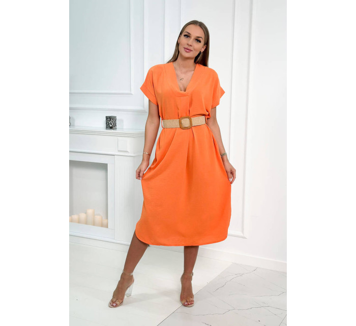 Šaty s ozdobným páskem oranžové