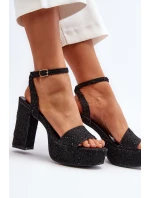 Džínové sandály na podpatku černé model 21649730 - Boto Džínové sandály na podpatku černé model 21649730 - Boto