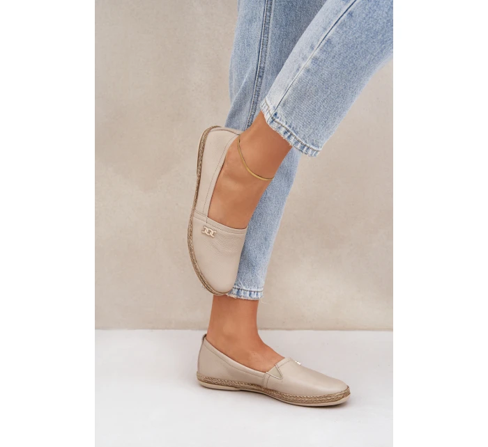 Elegantní Kožené Espadrilky Dámské Béžové model 21684033 - Zazoo