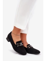 Mokasíny S Ozdobou Na Podpatku Eko Semišové Černé model 21685313 - Boto