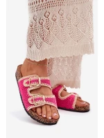 Háčkované Dámské Pantofle Se Zlatými Přezkami Fuchsie Fenira Háčkované Dámské Pantofle Se Zlatými Přezkami Fuchsie Fenira