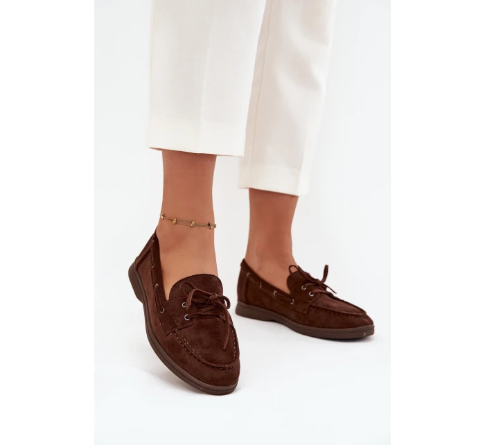 Polobotky Mokasiny Dámské Ploché S Čokoládové model 21709698 - Boto