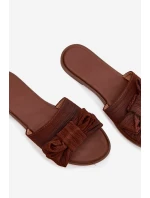 Dámské ploché sandály s mašlí Hnědé model 21937432 - Boto