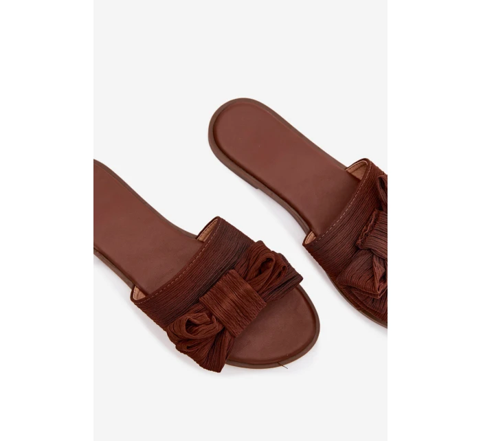 Dámské ploché sandály s mašlí Hnědé model 21937432 - Boto