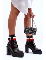 Masivní Kůže Boty Na Sloupku Černé Adrijana Masivní Kůže Boty Na Sloupku Černé Adrijana