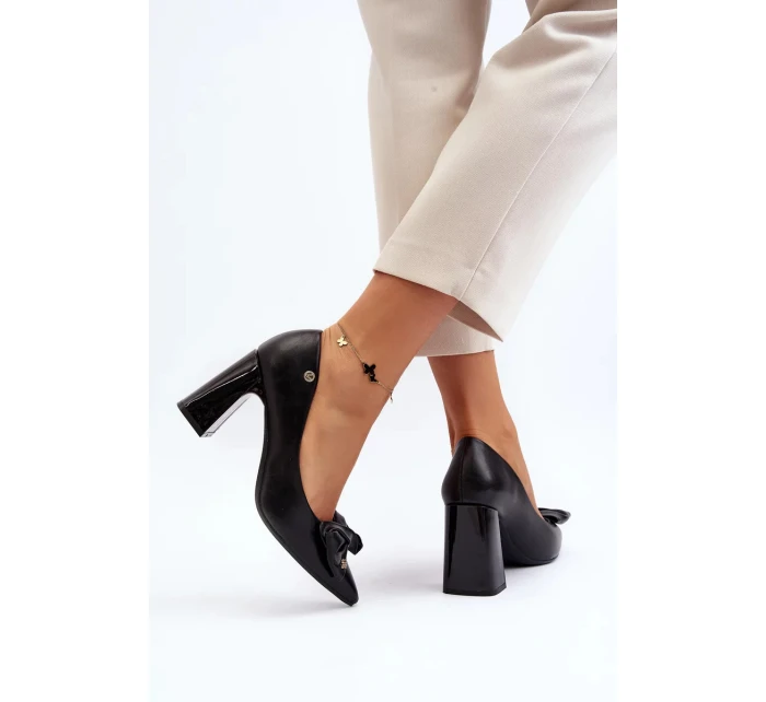 Lodičky na vysokém podpatku s mašlí, černá Ariemessa Lodičky na vysokém podpatku s mašlí, černá Ariemessa