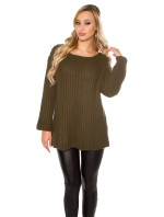 Trendy XXL loose knit jumper w. lacing in the back