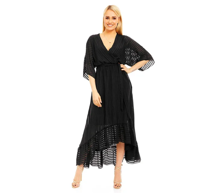 Lehké dámské šaty s asymetrickou sukní černé Černá model 15042572 - LULU&LOVE Lehké dámské šaty s asymetrickou sukní černé Černá model 15042572 - LULU&LOVE