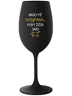 NIKDO MĚ NESPASE, MÁM ŽÍZEŇ JAKO PRASE - čierny pohár na víno 350 ml