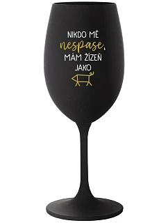 NIKDO MĚ NESPASE, MÁM ŽÍZEŇ JAKO PRASE - čierny pohár na víno 350 ml