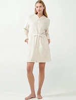 Dámský fleecový župan na zip 21360 Ecru - Vamp