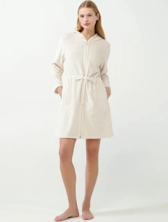 Dámský fleecový župan na zip 21360 Ecru - Vamp