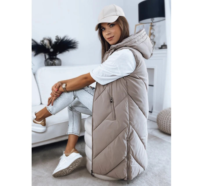 Dámská prošívaná vesta ZIPIS béžová FashionStreet TY3216