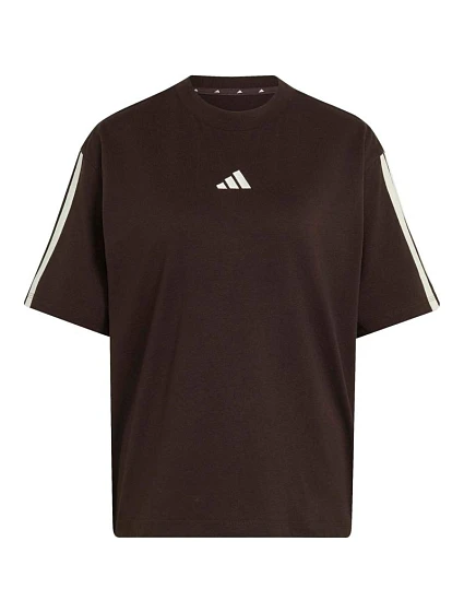 Dámské tričko Essentials 3Stripes tmavě hnědé, model 22369294 - ADIDAS Dámské tričko Essentials 3Stripes tmavě hnědé, model 22369294 - ADIDAS