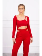 Sada s halenkou top červená