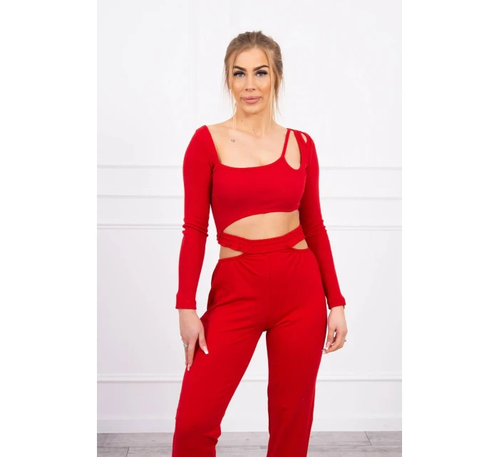 Sada s halenkou top červená