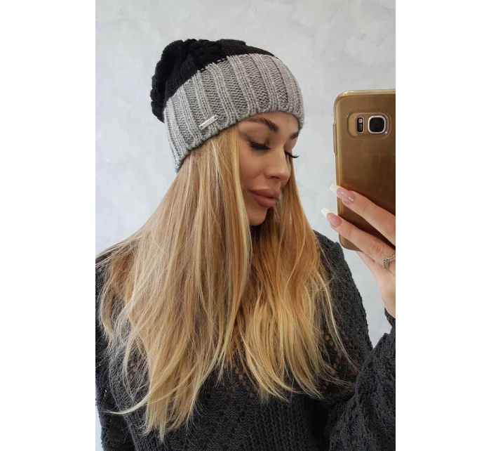 Paris fleecová čepice K212 černá+šedá