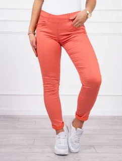 Tmavě meruňkové džínové kalhoty