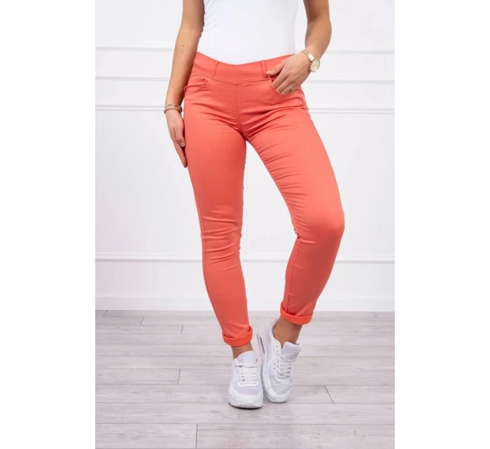 Tmavě meruňkové džínové kalhoty