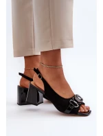 Dámské sandály na podpatku s ozdobou černé D&A model 21655872 - S.Barski
