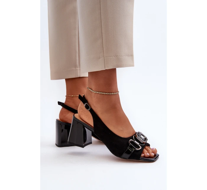 Dámské sandály na podpatku s ozdobou černé D&A model 21655872 - S.Barski