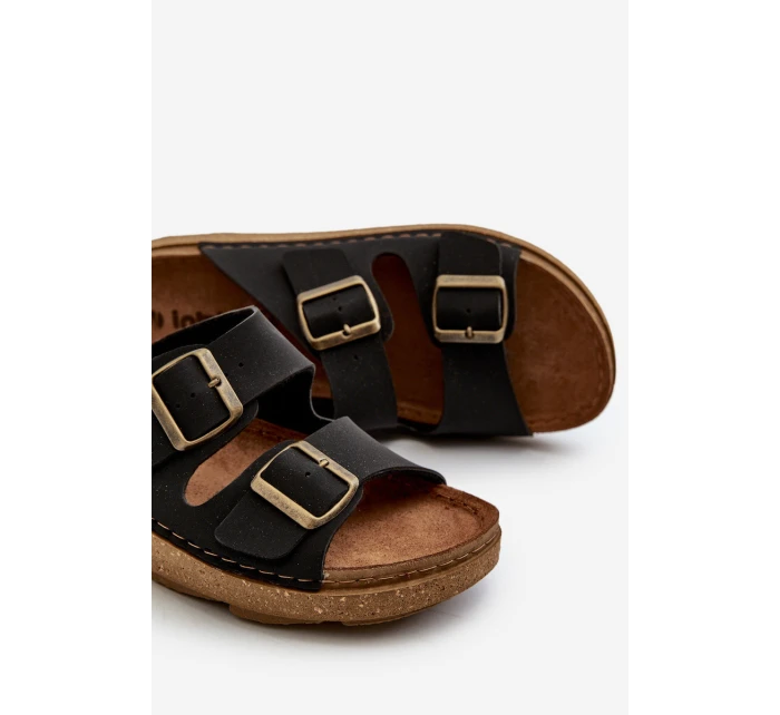 Lehké pohodlné pánské sandály s přezkami model 21665691 Černé - Inblu Lehké pohodlné pánské sandály s přezkami model 21665691 Černé - Inblu