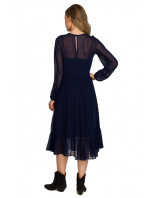 model 17678250 Šifonové šaty s volánem černé - STYLOVE